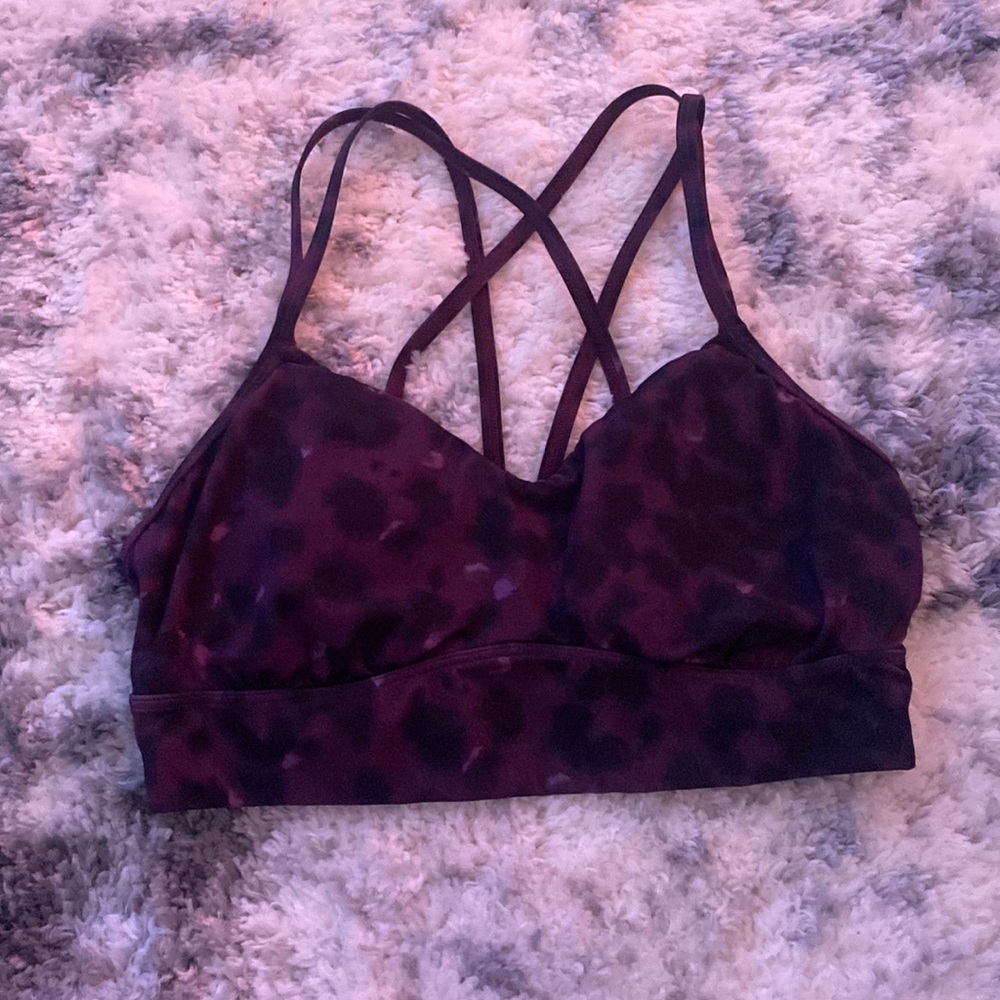 Purple cheetah print sports bra